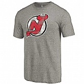 Men's New Jersey Devils Distressed Team Logo Tri Blend T-Shirt Ash FengYun,baseball caps,new era cap wholesale,wholesale hats